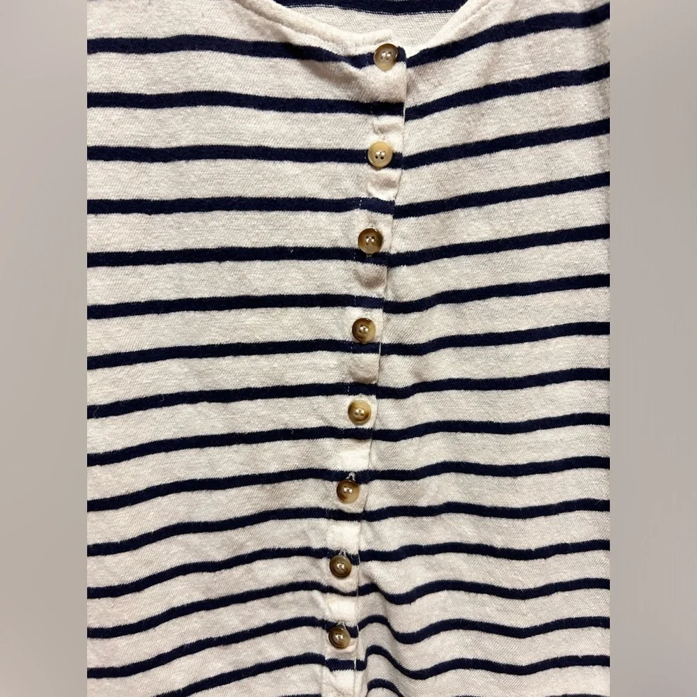 Sezane Milo T-Shirt in Ecru/Navy Striped, Size S - Picture 6 of 11